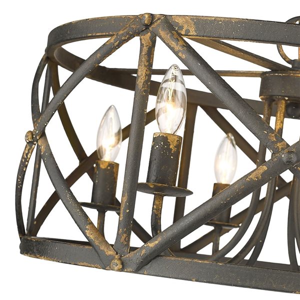 Golden Lighting Alcott 6-Light Farmhouse Chandelier - Antique Black Iron