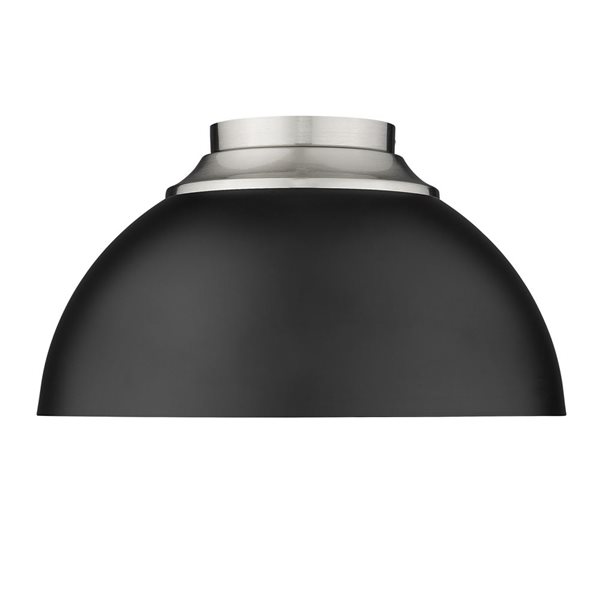 Golden Lighting Zoey Modern/Contemporary Flush Mount Light - 3-Light - 13.75-in - Pewter/Matte Black