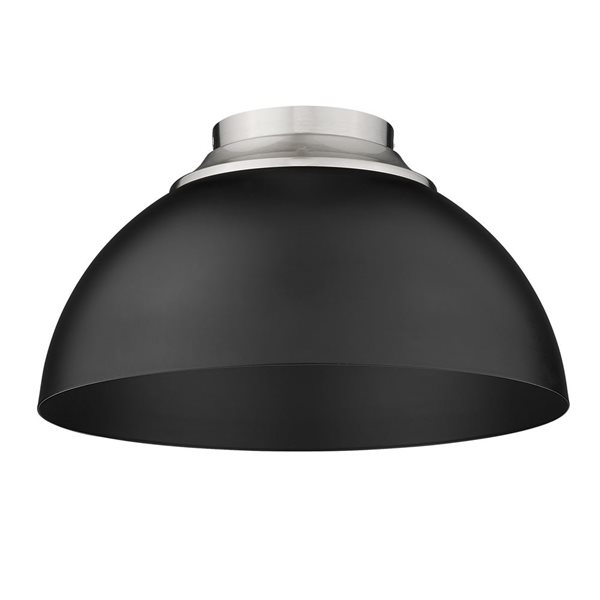 Golden Lighting Zoey Modern/Contemporary Flush Mount Light - 3-Light - 13.75-in - Pewter/Matte Black