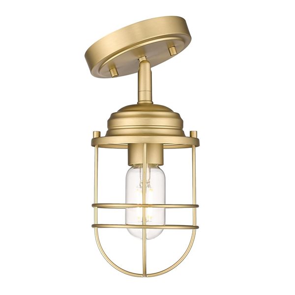 Golden Lighting Seaport 1-Light  Semi Flush Mount - 4.63-in - Brushed Champagne Bronze