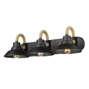 Golden Lighting Journey Industrial Vanity Light - 3-Light - Natural Black