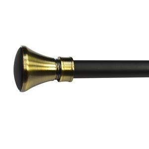 Tringle à rideaux simple avec embouts évasés Imperial Noir de Versailles Home Fashions, 32-86 po, noir/or