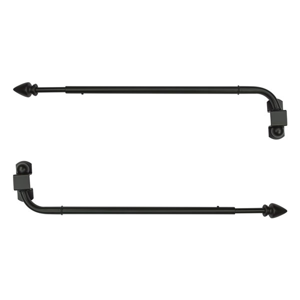 Tringle à rideaux ajustable avec embouts flèches bras pivotant de Versailles Home Fashions, 24-38 po, noir, ens. de 2