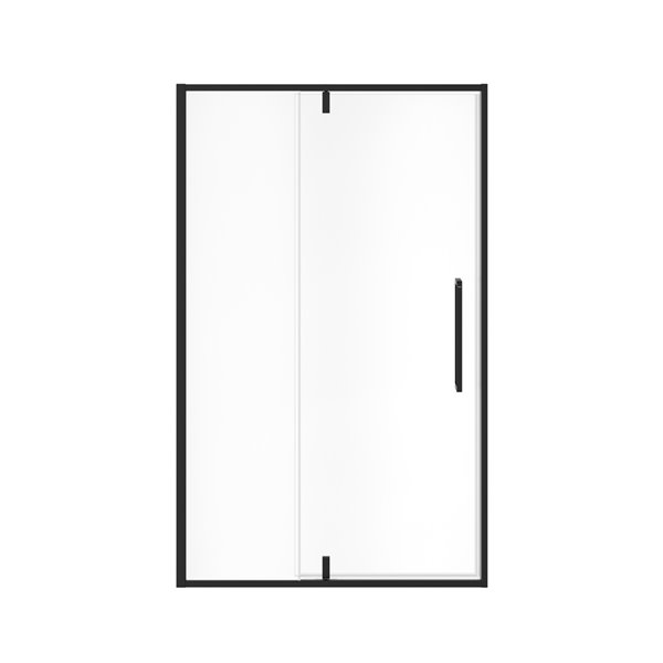 Porte de douche pivotante UpTown par MAAX noir mat de 76 po x 45 po à 47 po (verre transparent)