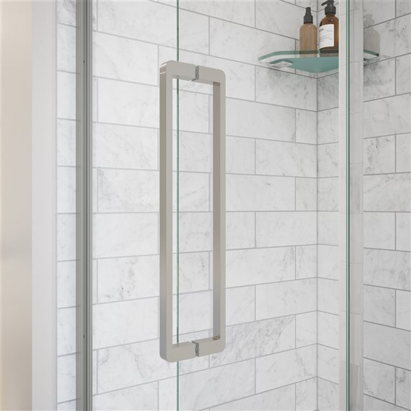 MAAX UpTown 76-in x 56-in to 59-in Brushed Nickel Sliding Shower Door (Clear Glass)