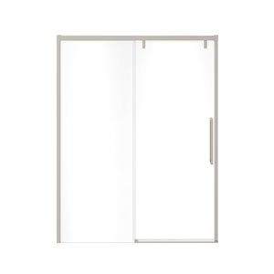 MAAX UpTown 76-in x 56-in to 59-in Brushed Nickel Sliding Shower Door (Clear Glass)