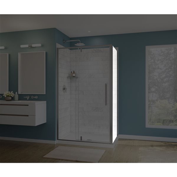 MAAX UpTown 76-in Chrome Return Panel for 32-in Base (Clear Glass)