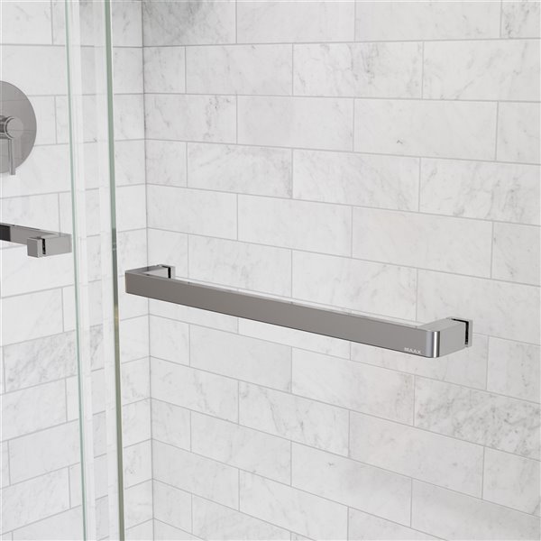 MAAX UpTown 76-in x 44-in to 47-in Chrome Sliding Shower Door (Clear Glass)