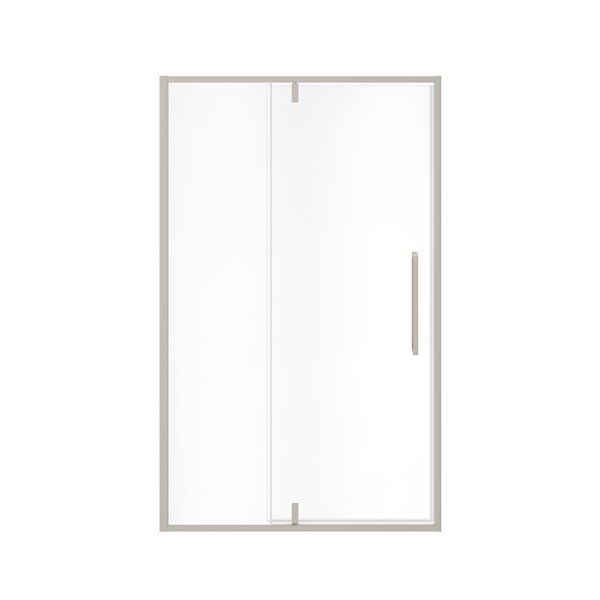 MAAX UpTown 76-in x 45-in to 47-in Brushed Nickel Pivot Shower Door (Clear Glass)