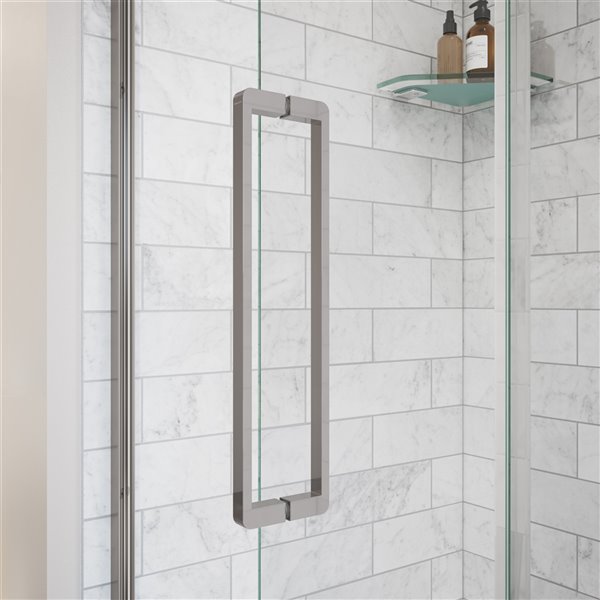 MAAX UpTown 76-in x 57-in to 59-in Chrome Pivot Shower Door (Clear Glass)