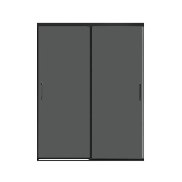 MAAX Incognito 76-in x 56-in to 59-in Matte Black Sliding Shower Door (Dark Smoke Glass)