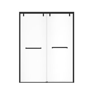 MAAX UpTown Matte Black 76-in x 56-in to 59-in Sliding Shower Door (Clear Glass)