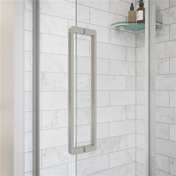 MAAX UpTown 76-in x 44-in to 47-in Brushed Nickel Sliding Shower Door (Clear Glass)
