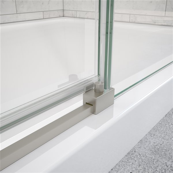 MAAX UpTown 76-in x 44-in to 47-in Brushed Nickel Sliding Shower Door (Clear Glass)