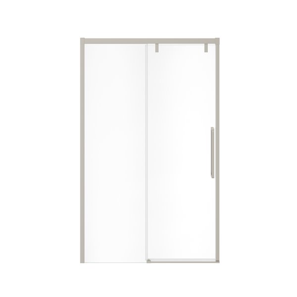 MAAX UpTown 76-in x 44-in to 47-in Brushed Nickel Sliding Shower Door (Clear Glass)