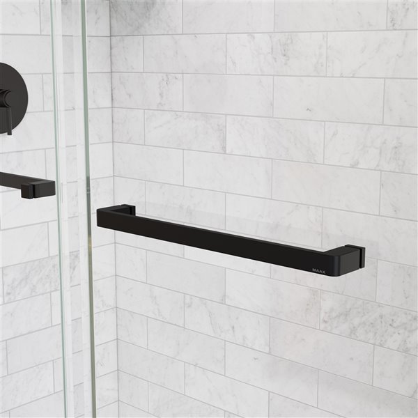 MAAX UpTown 58-in x 56-in to 59-in Matte Black Bidirectional Sliding Bathtub Door and Clear Glass