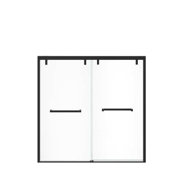 MAAX UpTown 58-in x 56-in to 59-in Matte Black Bidirectional Sliding Bathtub Door and Clear Glass