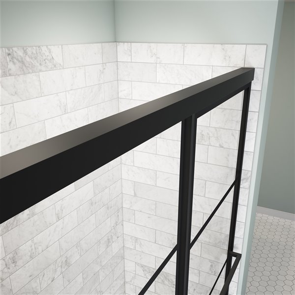 MAAX Incognito 57-in x 56-in to 59-in Matte Black Sliding Bathtub Door (Shaker Glass)