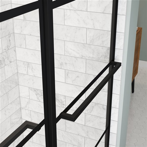 MAAX Incognito 57-in x 56-in to 59-in Matte Black Sliding Bathtub Door (Shaker Glass)