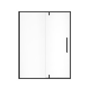 MAAX UpTown 76-in x 57-in to 59-in Matte Black Pivot Shower Door and 8-mm Clear Glass