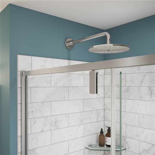 MAAX UpTown 76-in x 45-in to 47-in Chrome Pivot Shower Door (Clear Glass)