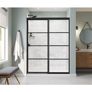 MAAX Incognito Shaker 76-in x 56-in to 59-in Matte Black Bypass Shower Door with 8-mm Clear Glass