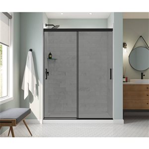 MAAX Incognito 76-in x 56-in to 59-in Matte Black Sliding Shower Door (Light Smoke Glass)