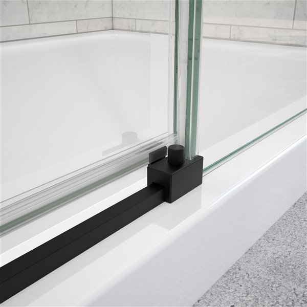 MAAX UpTown 76-in x 44-in to 47-in Matte Black Sliding Shower Door for Alcove Installation 8-mm Clear Glass