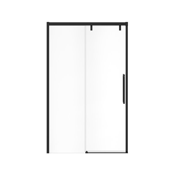 MAAX UpTown 76-in x 44-in to 47-in Matte Black Sliding Shower Door for Alcove Installation 8-mm Clear Glass