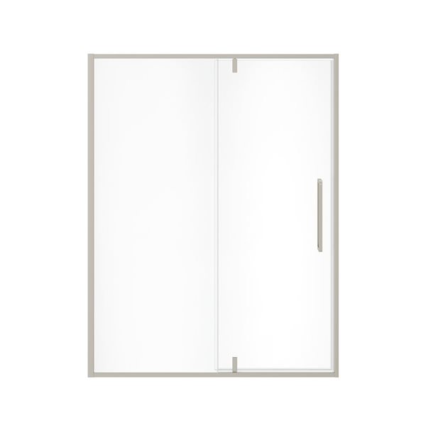 MAAX UpTown 76-in x 57-in to 59-in Brushed Nickel Pivot Shower Door (Clear Glass)