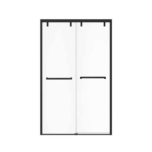 MAAX UpTown Matte Black 76-in x 44-in to 47-in Sliding Shower Door (Clear Glass)