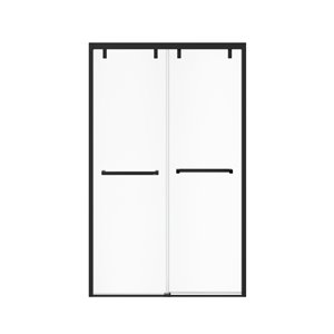 MAAX UpTown Matte Black 76-in x 44-in to 47-in Sliding Shower Door (Clear Glass)