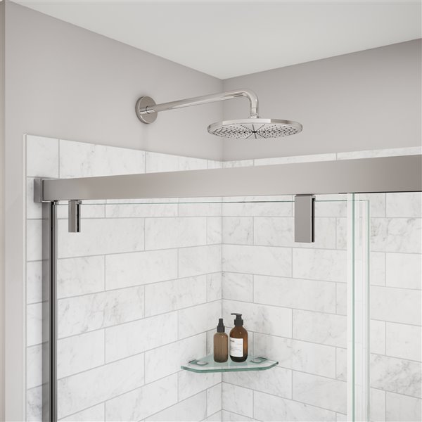 Porte de douche coulissante UpTown de MAAX chrome de 76 po x 44 po à 47 po (verre transparent)