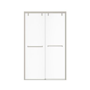 MAAX UpTown Brushed Nickel 76-in x 44-in to 47-in Sliding Shower Door (Clear Glass)