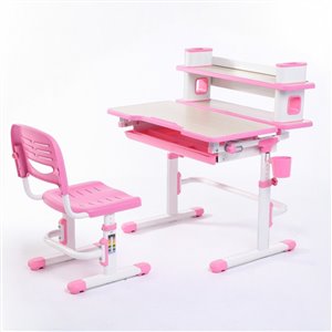 United Canada Einstein Modern Contemporary Adjustable Desk - 22-in - Pink Matte