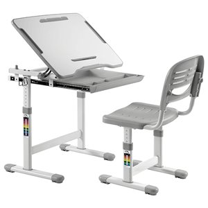 Bureau Newton d'United Canada moderne contemporain ajustable, 26 po, gris mat