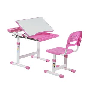 United Canada Avicenna Modern Contemporary Adjustable Desk - 26-in - Pink Matte