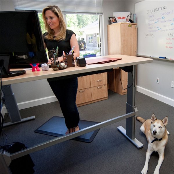 United Canada Bordeaux Modern Contemporary Adjustable Desk - 65-in - Red Matte