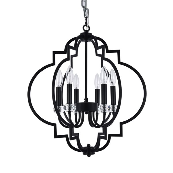 Design Living Pendant Light - 6-Light - 20-in x 20-in - Black