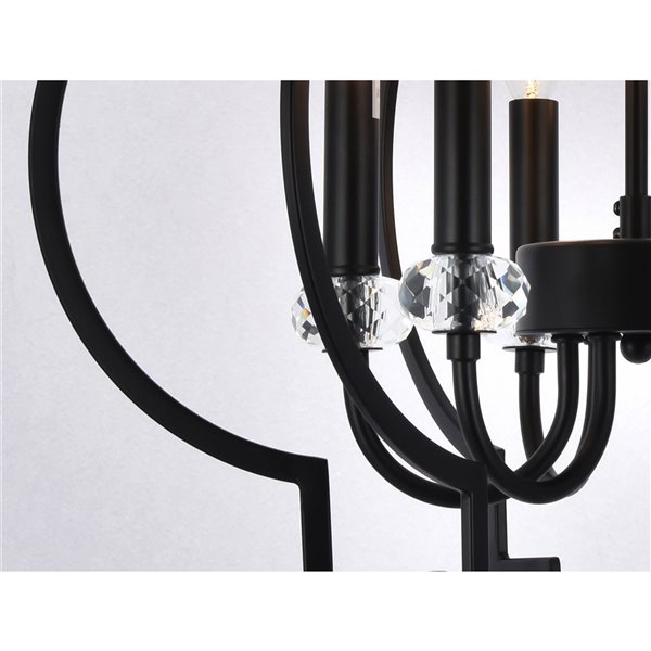 Design Living Pendant Light - 6-Light - 20-in x 20-in - Black