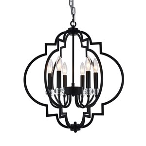 Design Living Pendant Light - 6-Light - 20-in x 20-in - Black