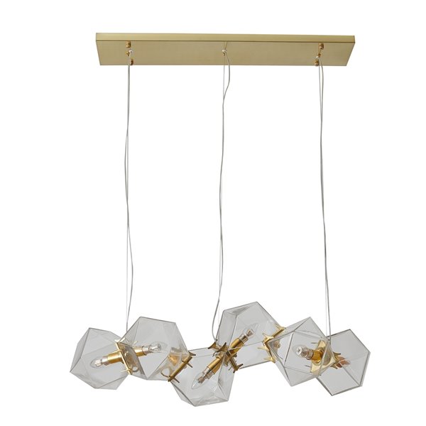 Design Living Chandelier- 6-Light - 11.8-in x 11.8-in - Brass Gold