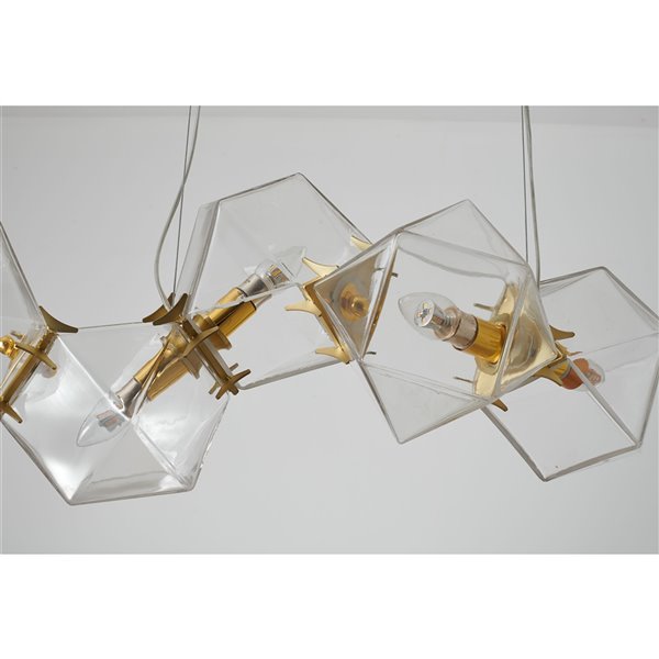 Design Living Chandelier- 6-Light - 11.8-in x 11.8-in - Brass Gold