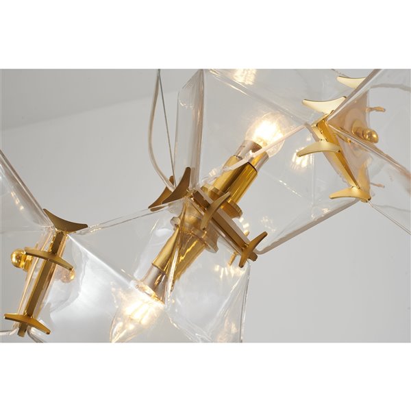 Design Living Chandelier- 6-Light - 11.8-in x 11.8-in - Brass Gold