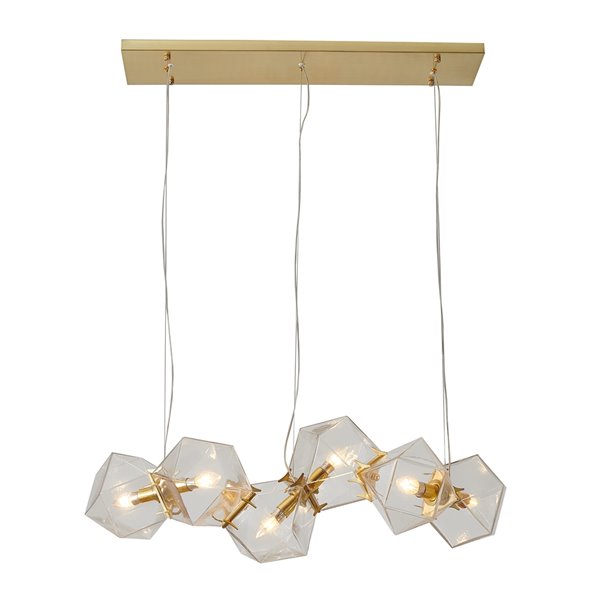 Design Living Chandelier- 6-Light - 11.8-in x 11.8-in - Brass Gold