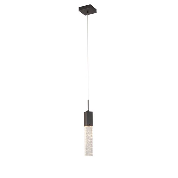 Design Living Pendant Light - 1-Light - 2-in x 19.6-in - Matte Black