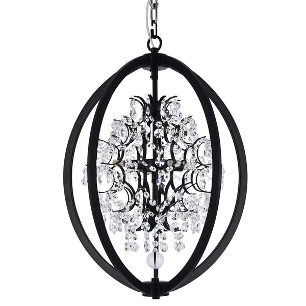 Design Living Chandelier - 4-Light - 18-in x 24-in - Black