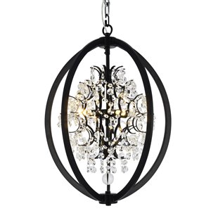 Design Living Chandelier - 4-Light - 18-in x 24-in - Black