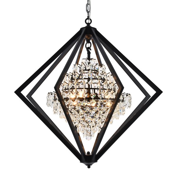 Design Living Chandelier - 4-Light - 28-in x 28-in - Black