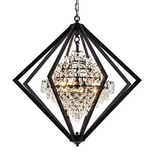 Design Living Chandelier - 4-Light - 28-in x 28-in - Black